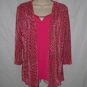 LIKE NEW Bright Pink Sz Small Casual or Dress Roomy Layer Look Stretchy Shirt